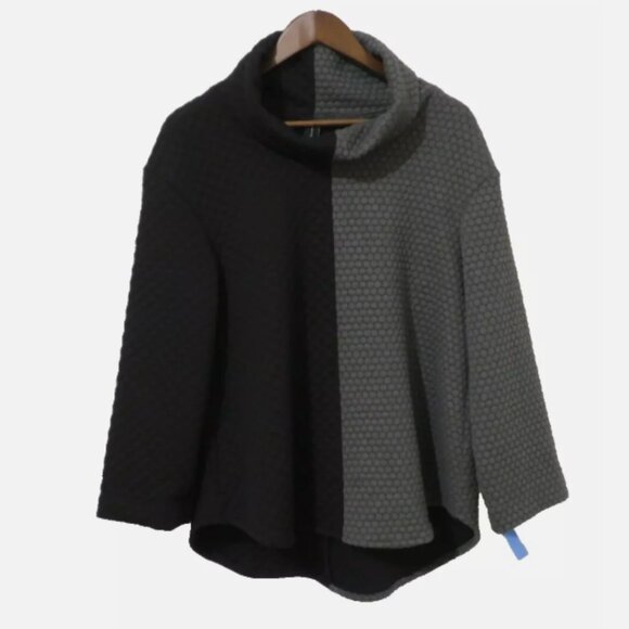 Women Top Amma Black Hunter Green Pullover Turtleneck Quilted Size S NWT - Picture 1 of 7